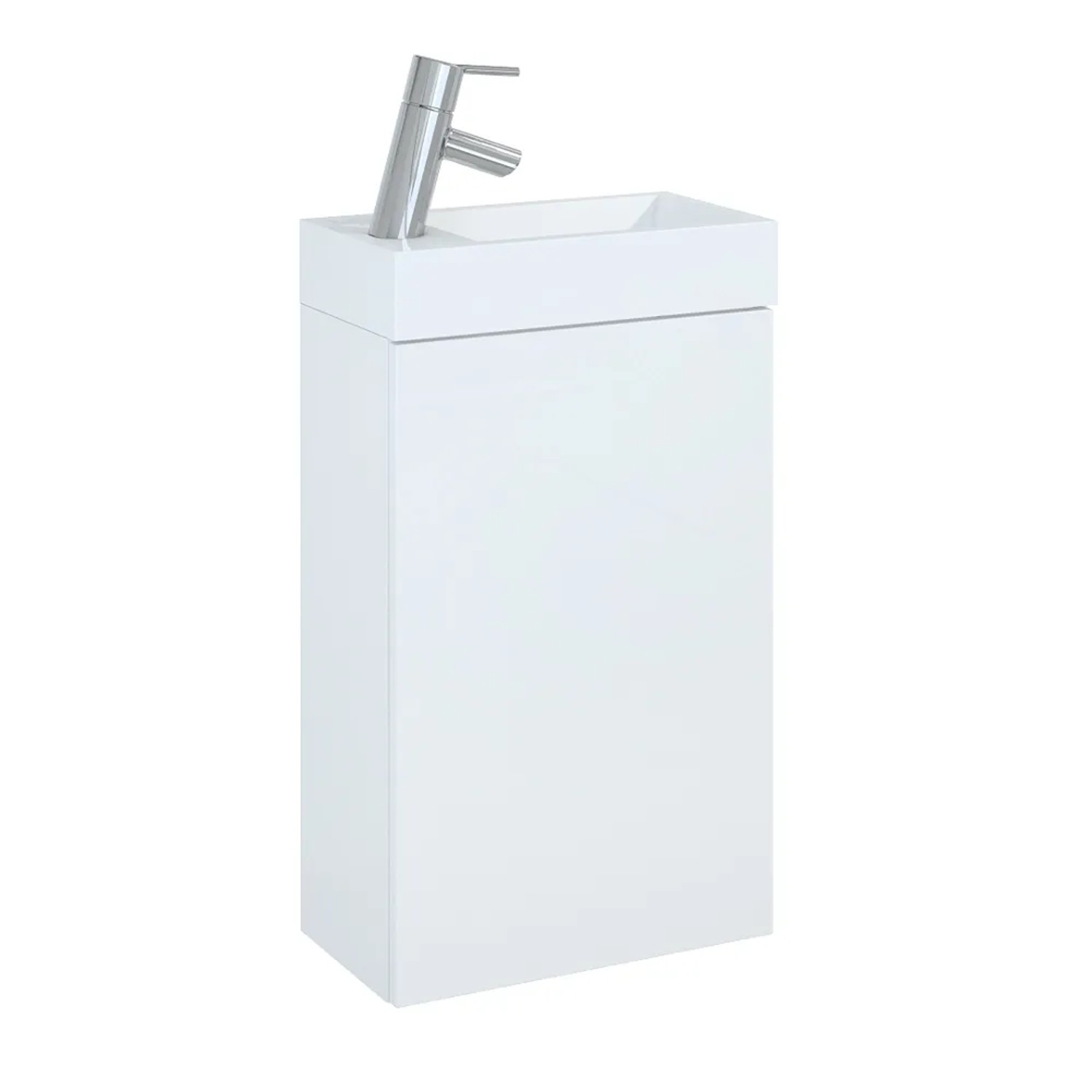 Szafka pod umywalkę Maximus Efi, 40 cm, biała, z umywalką ceramiczną i baterią.
