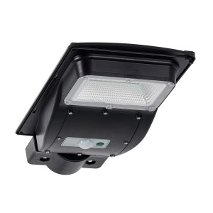 Czarny reflektor solarny t.b.t. z czujnikiem ruchu do użytku zewnętrznego.