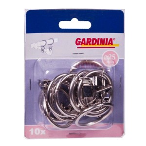 Gardinia Kółka z haczykami do plisowania, 10 szt., metalowe, do zasłon i firan.