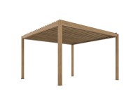 Pergola LUXE LED z dachem elektrycznym drewno - 4 x 4 m