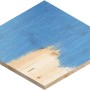 Gąbka ścierna Bosch Expert, drobnoziarnista, 69x97x26mm, do szlifowania drewna, częściowo pomalowana na niebiesko.
