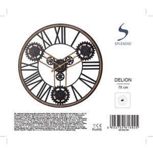 Splendid Zegar ścienny DELION 78 x 4 cm czarny