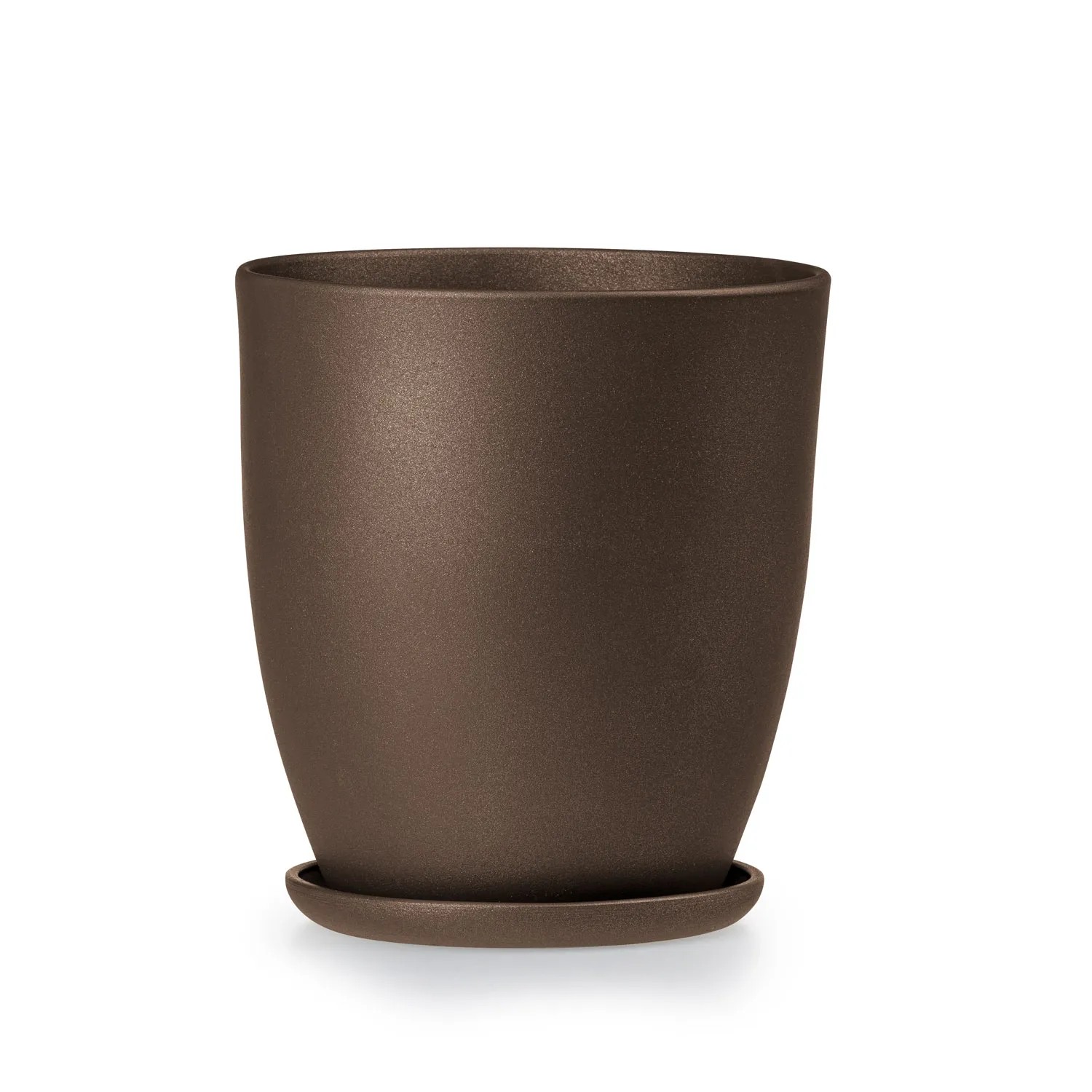Doniczka z podstawką wysoka brąz - 20 cm