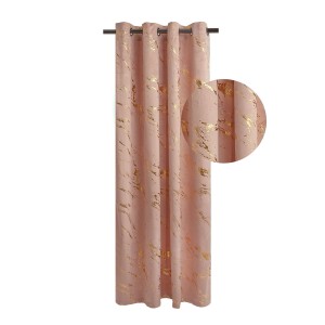 Różowa zasłona ze złotym wzorem marmuru, kategoria Zasłony i firany.