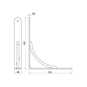 Agas Wspornik do półki 150 × 125 mm czarny 15 × 12.5 mm