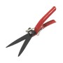 Czerwone nożyce do trawy, 32 cm, z czarnymi ostrzami z powłoką zapobiegającą przywieraniu.