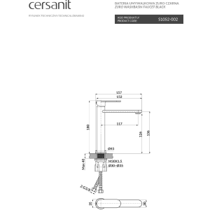 Cersanit Bateria umywalkowa Zuro czarna