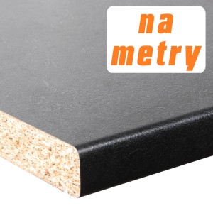Zbliżenie na czarny blat kuchenny (t.b.t.).