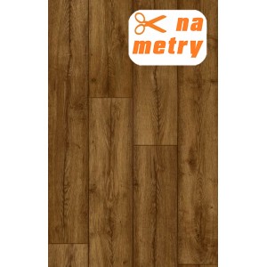 Brązowa wykładzina PCV t.b.t. z efektem drewna, cięta na wymiar.