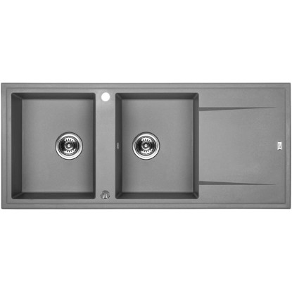 Zlew Megalo 2-kom. z ociekaczem, szary 116 x 50 cm
