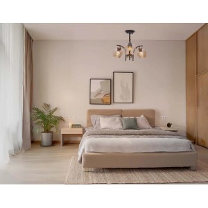 Candellux Lampa wisząca MERRA 3xE27 40W czarna+klosze bursztynowe