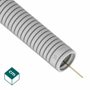 Szary peszel karbowany z drutem ułatwiającym instalację kabli.