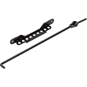 Czarny ogranicznik do okiennic t.b.t. z uchwytem, część kategorii okucia.