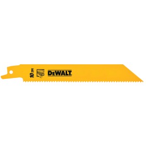 Żółty brzeszczot do piły szablastej DeWalt, 10 TPI, do pił szablastych.