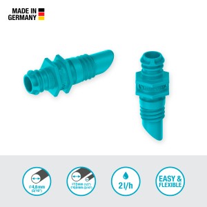 Gardena Kroplownik końcowy (25 szt.) do systemów Micro-Drip do nawadniania pojedynczych roślin doniczkowych.