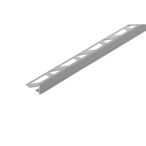 Srebrny profil t.b.t. do płytek, widok szczegółowy.