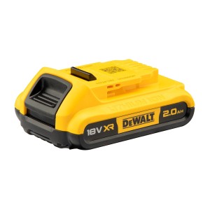Żółty akumulator DeWalt 18V XR 2.0Ah do elektronarzędzi.