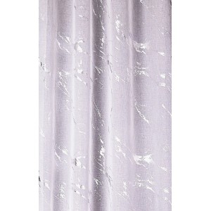 Dekoracyjna zasłona ze srebrnym wzorem do salonu.