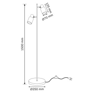 Goldlux Lampa podłogowa REBECCA 2xE14 max. 8 LED wys. 150cm czarna