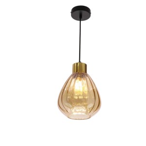 Candellux Lampa wisząca MONTE czarna 1xE27 40W klosz bursztynowy