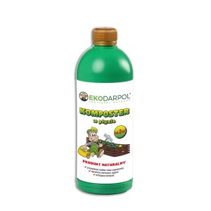 Eko-Darpól płynny przyspieszacz kompostowania w zielonej butelce.