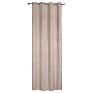 Beżowa zasłona z przelotkami do łatwego zawieszenia. Idealna jako dekoracja okna.