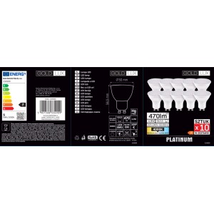 Goldlux Żarówka LED Platinum GU10 4,9W 4000K 470lm 10 szt.