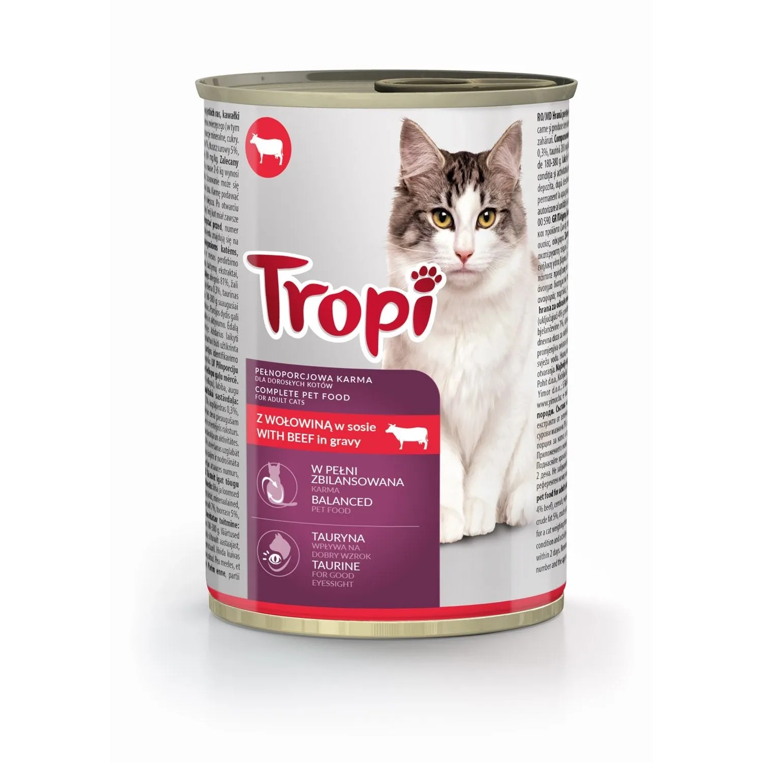 Tropi Mokra karma dla kotów, z wołowiną 415 g