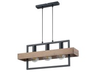 Sigma Lampa wisząca ROBIN 3 x E27 60W czarna+drewno Sigma Lampa wisząca ROBIN 3 x E27 60W czarna+drewno