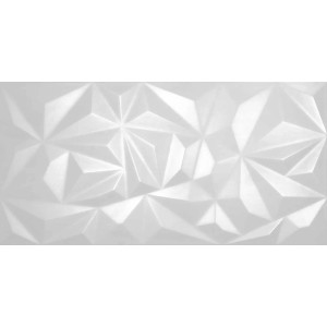 Biała płytka ścienna 3D z geometrycznym wzorem do nowoczesnej aranżacji ścian.