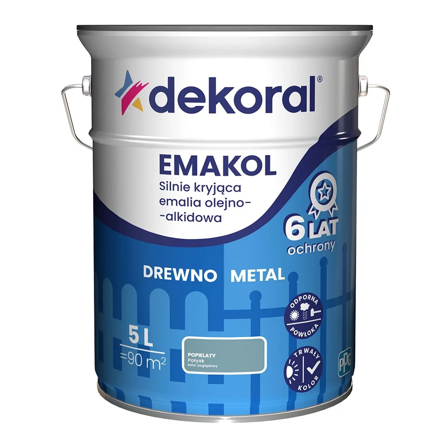 Dekoral Emalia Emakol Strong popielata 5 l