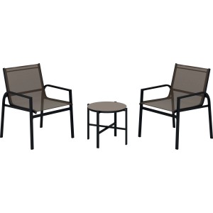 Komplet mebli balkonowych TAPENA szarobeżowy 3-częściowy