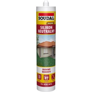 Brązowy silikon neutralny Soudal, odpowiedni do budowy i remontów.