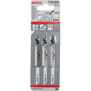 Brzeszczoty do wyrzynarki Bosch T 101 BR, 3 sztuki, do czystego cięcia drewna.