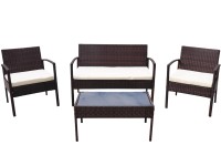 Komplet mebli wypoczynkowych SYCYLIA brązowy 4-częściowy