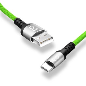 Zielony kabel USB t.b.t. (USB-A do USB-C) do akcesoriów do telefonów komórkowych.