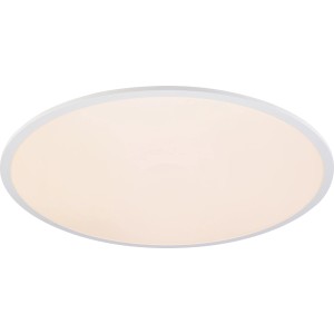 Biały, okrągły plafon LED t.b.t. do montażu sufitowego.