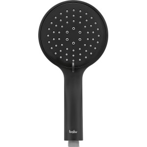 Czarna słuchawka prysznicowa Baliv do kolumn prysznicowych, okrągły kształt.