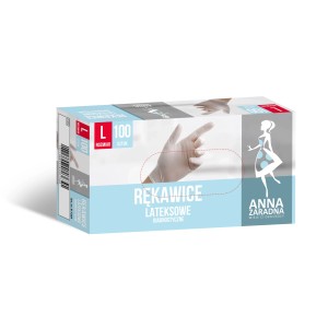 Opakowanie lateksowych rękawic domowych, rozmiar L, 100 sztuk.