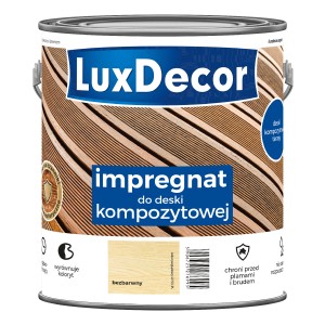 LuxDecor lazura do drewna do desek kompozytowych, bezbarwna. Ochrona drewna do użytku zewnętrznego.