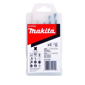 Zestaw wierteł do metalu Makita, 5 sztuk, różne rozmiary do precyzyjnego wiercenia.