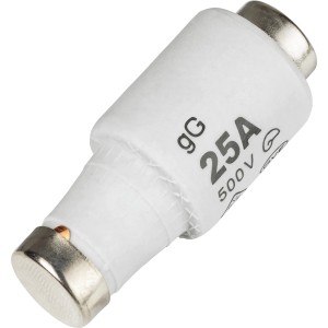 Bezpiecznik topikowy t.b.t., 25A, do zabezpieczania obwodów elektrycznych.