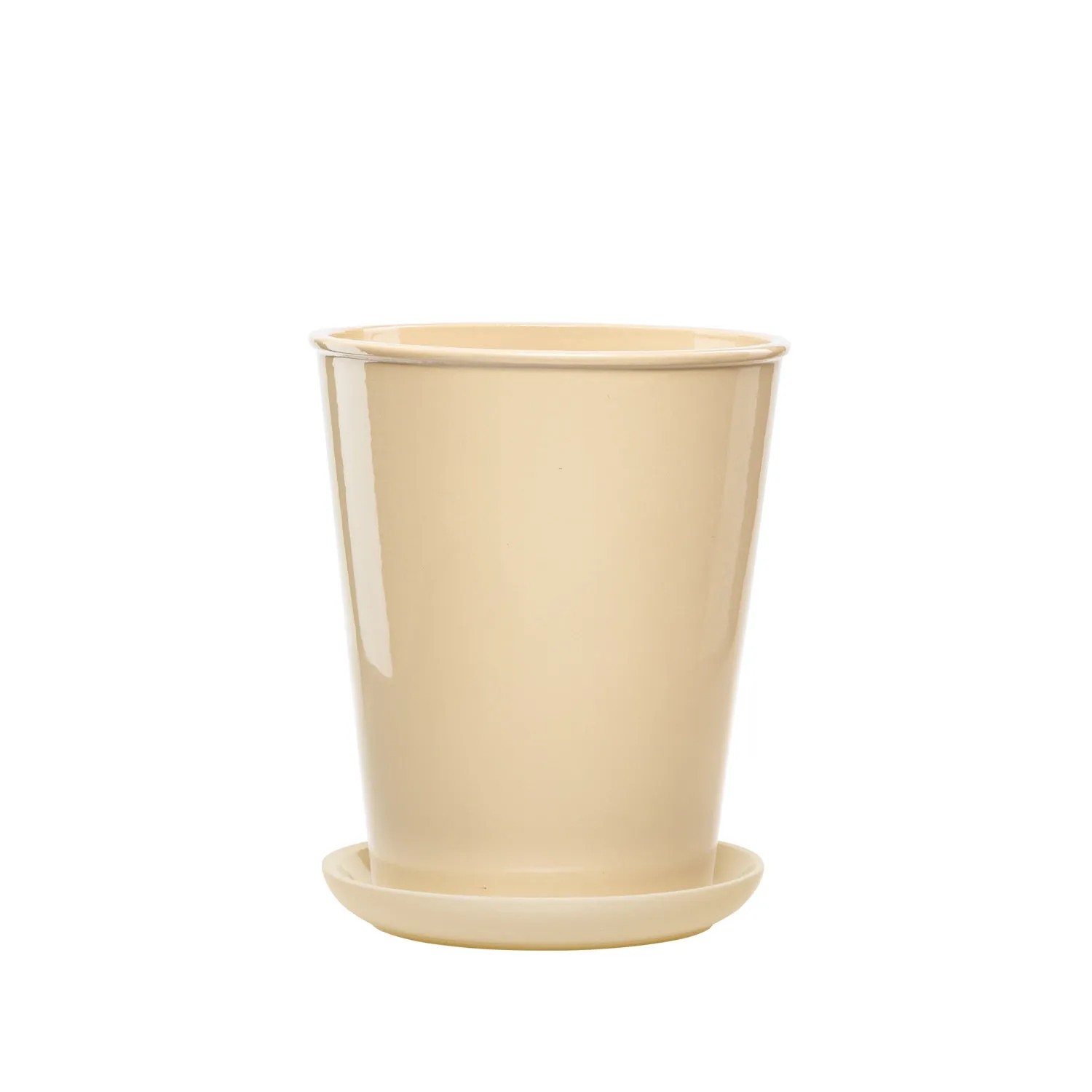 Donica z podstawką Palma kość słoniowa - 29 cm