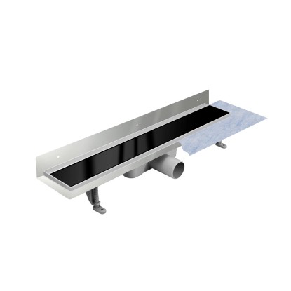 Vogi Odpływ liniowy przyścienny z rusztem czarne szkło 50 cm