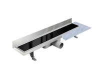 Vogi Odpływ liniowy przyścienny z rusztem czarne szkło 70 cm