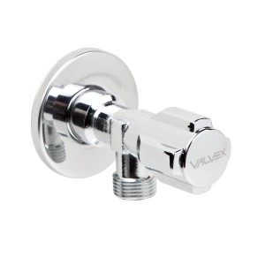 Błyszczący zawór kątowy t.b.t. do podłączeń wodnych.