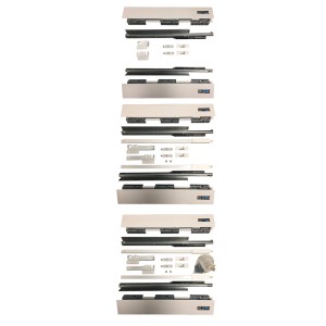 t.b.t. do szafek kuchennych, składający się z frontów szuflad, szyn i elementów montażowych.