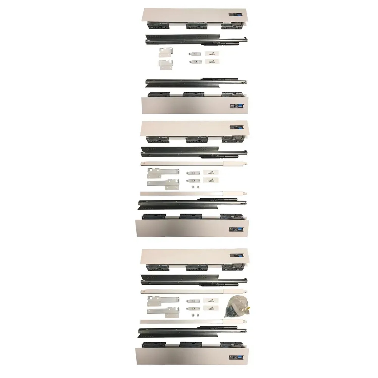 Komplet prowadnic Hettich 1x14+2x28