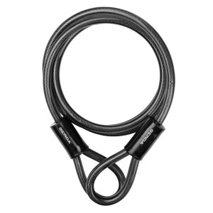 Czarna linka rowerowa t.b.t., zwinięta.