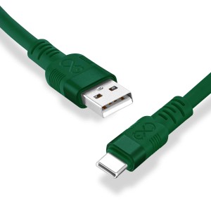 Zielony kabel t.b.t. USB-A do USB-C do akcesoriów do telefonów komórkowych.